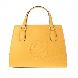 Gucci Soho Yellow Calfskin Handbag